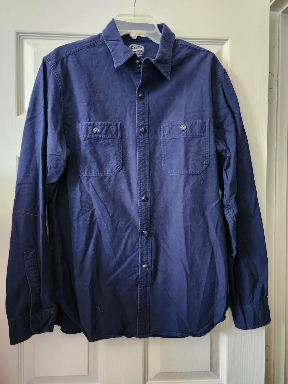 J. Crew Sportsman Fit Blue Utility Shirt Men's Long Sleeve Double Pocket Size M